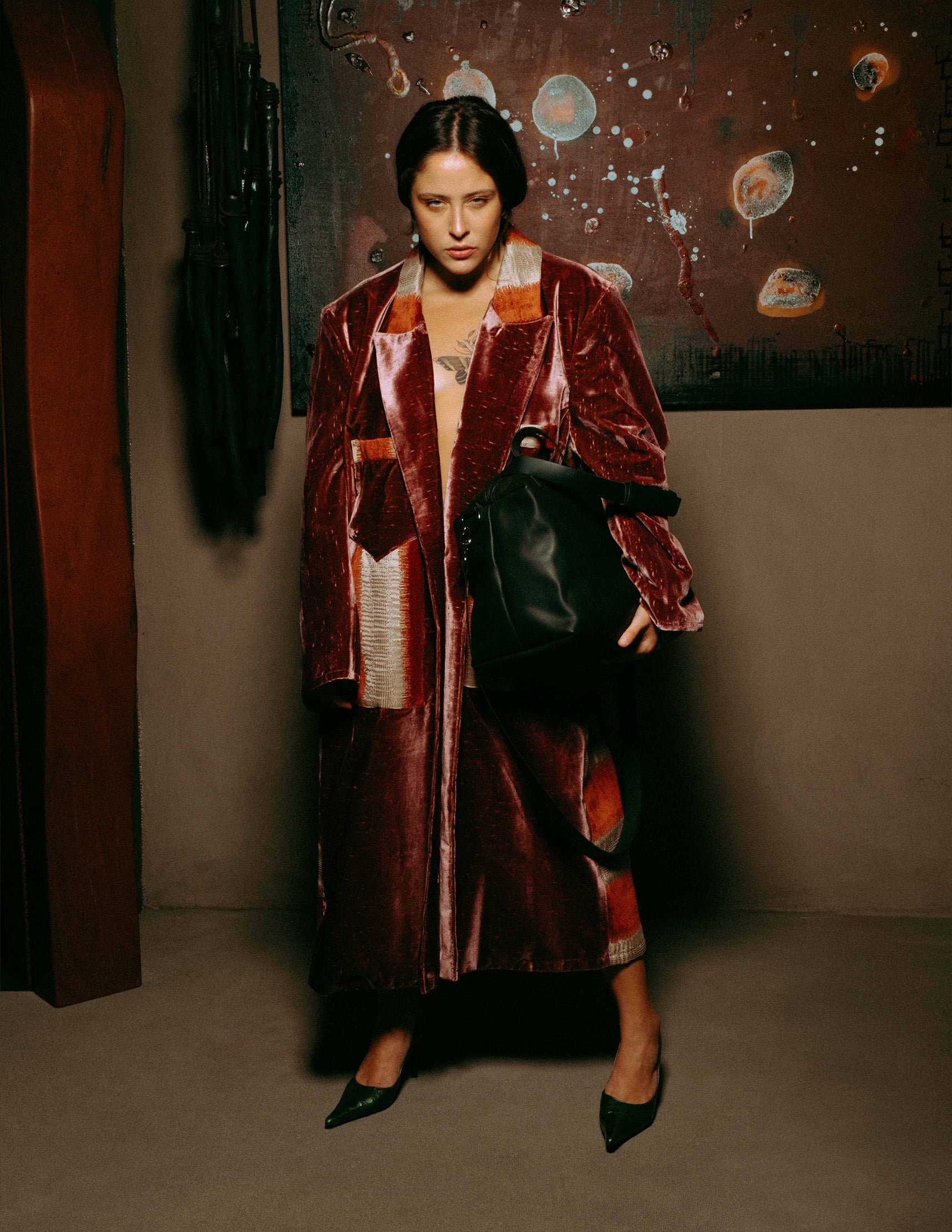 TRENCH COAT RECHE VELUDO E SEDA
