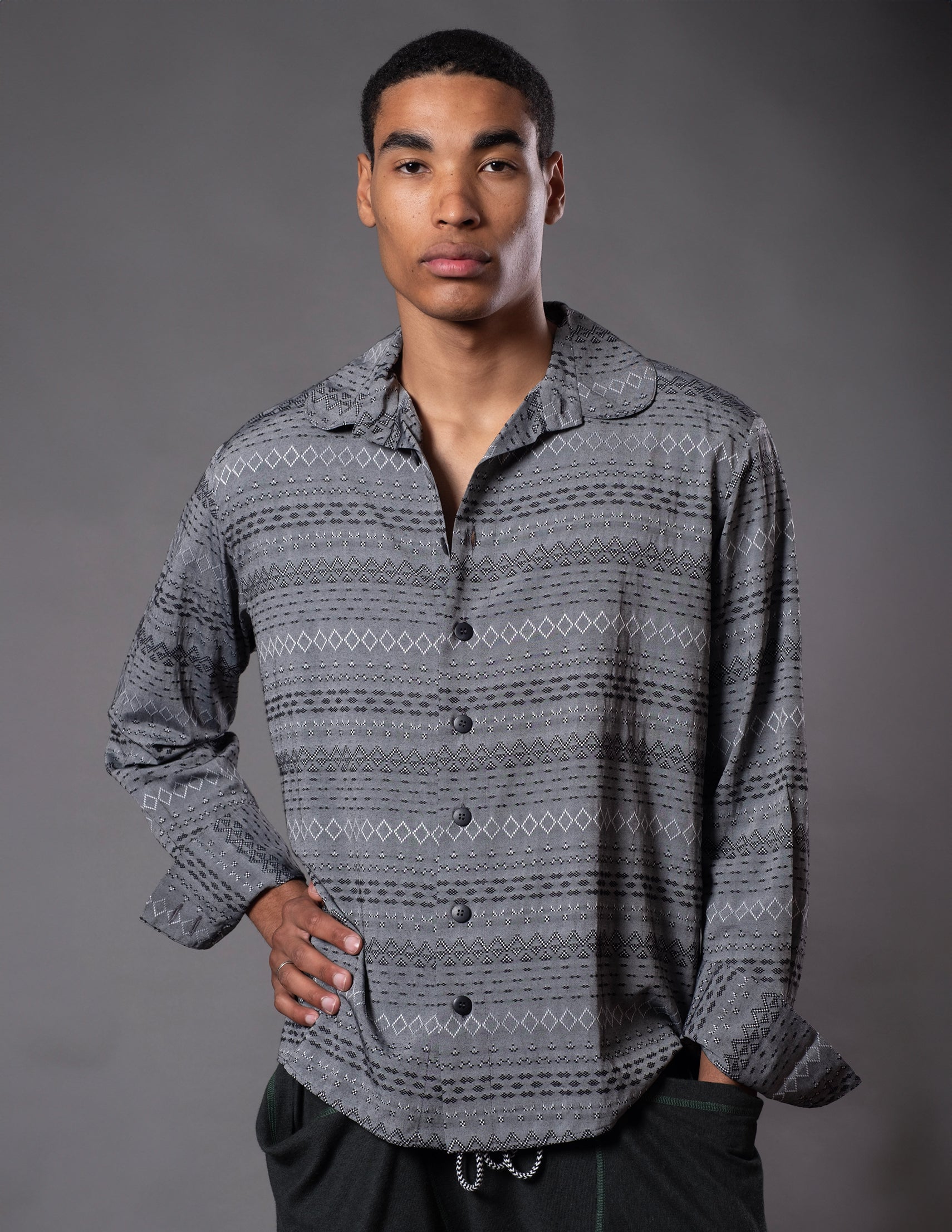 CAMISA PREÁ JACQUARD CINZA