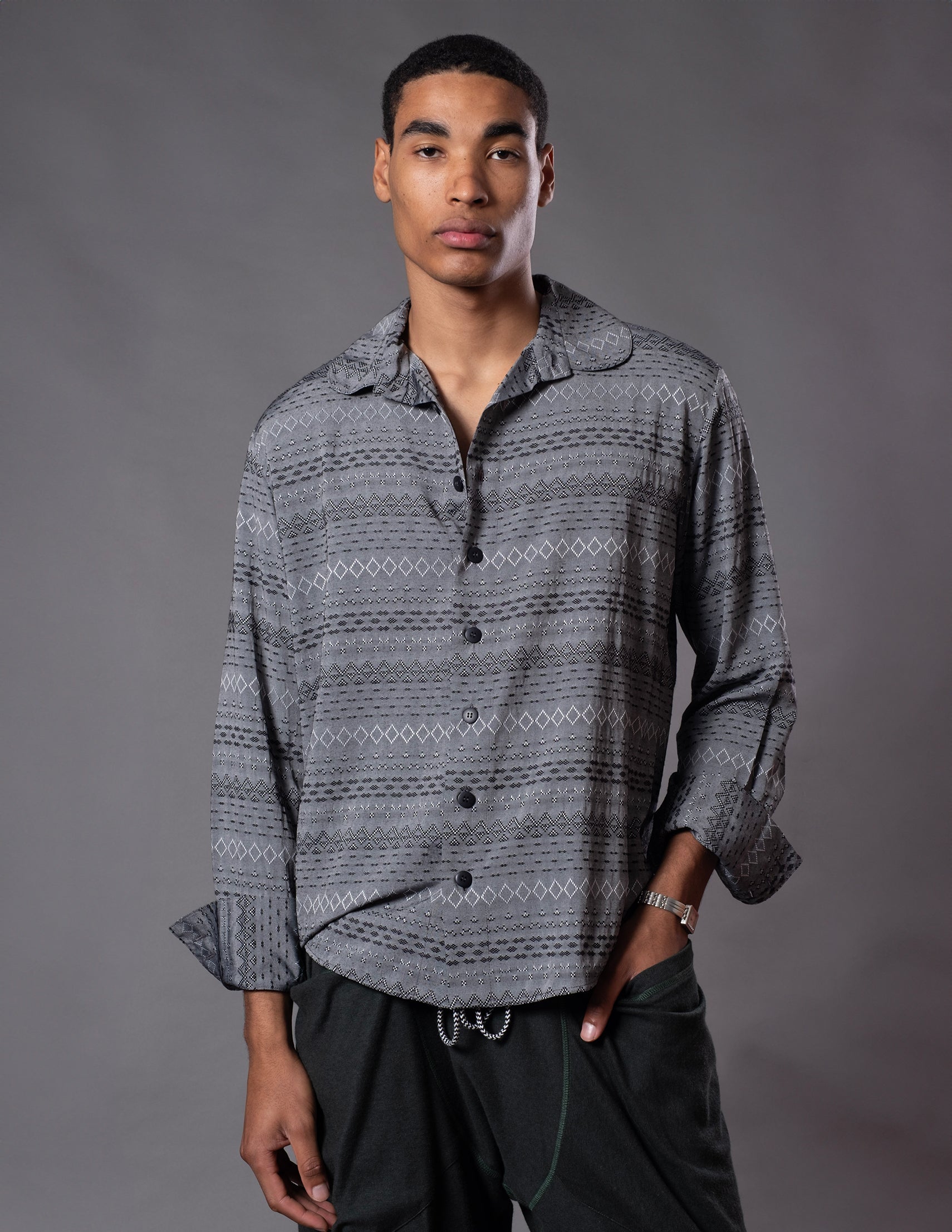 CAMISA PREÁ JACQUARD CINZA