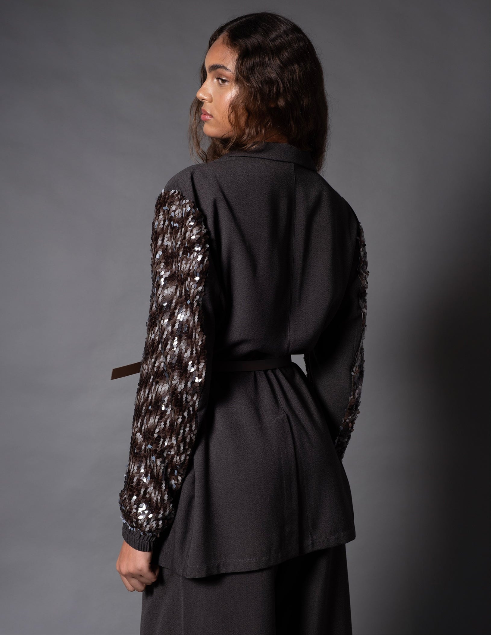 BLAZER PAETÊ CINZA MESCLA