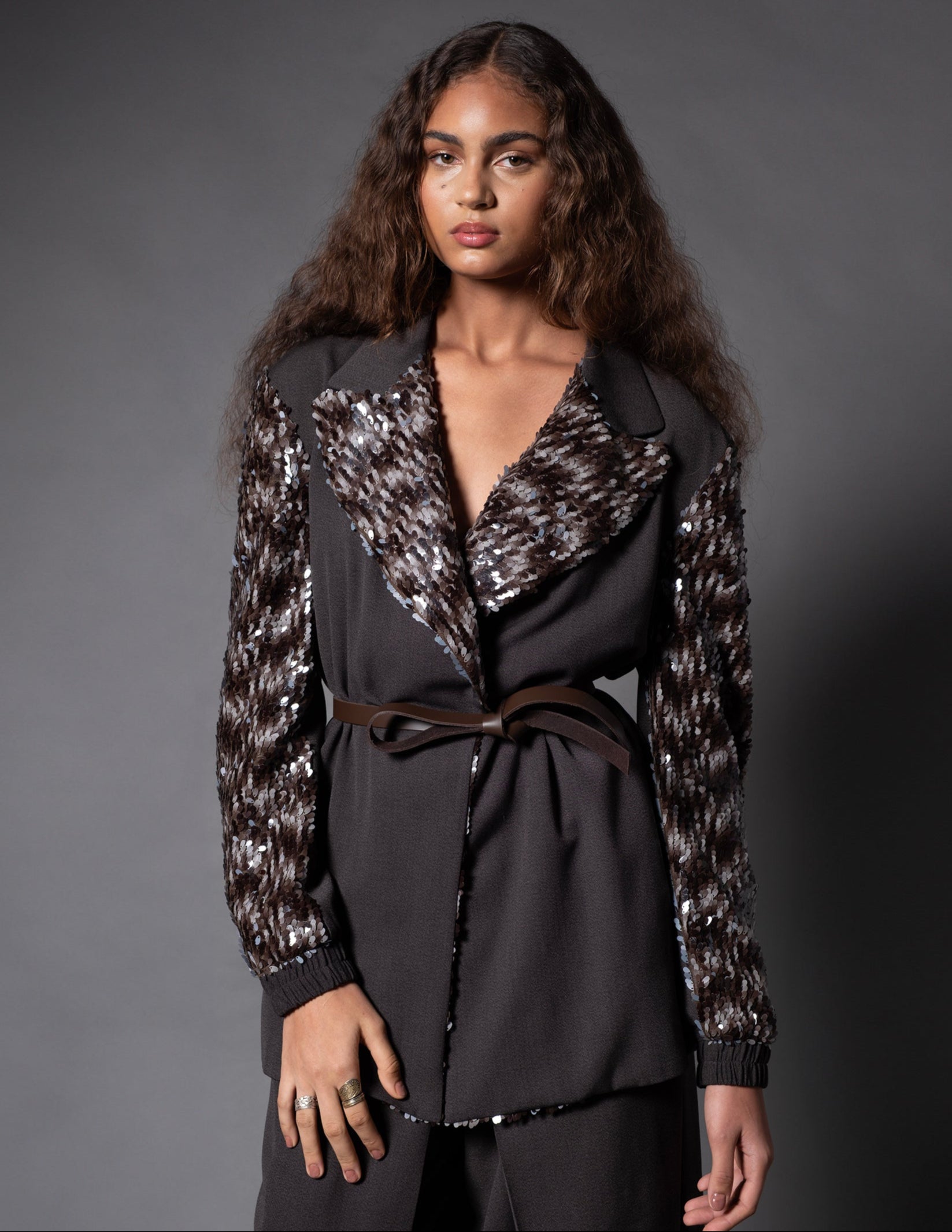 BLAZER PAETÊ CINZA MESCLA