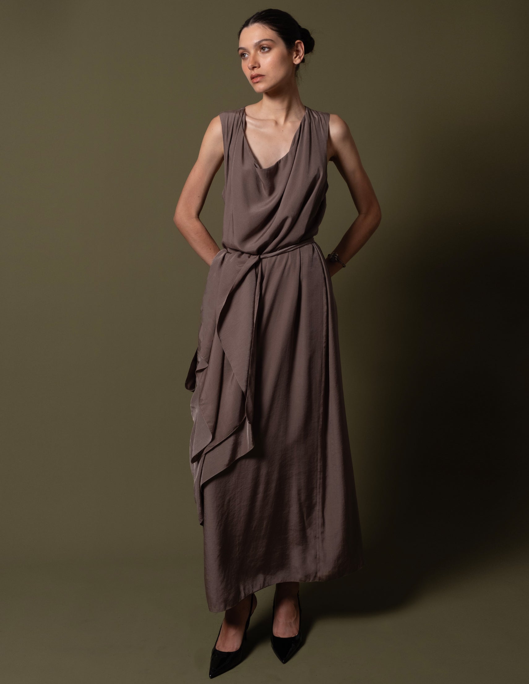 VESTIDO EMILIE MARROM SCARF